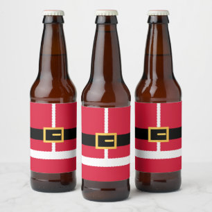 Minimalist Santa Christmas Beer Bottle Label