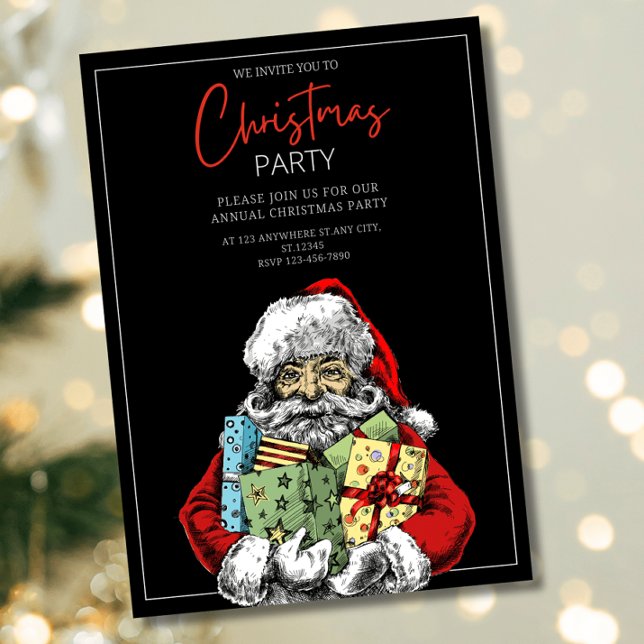 Minimalist Santa Christmas Party Invite, Christmas Invitation (Creator Uploaded)