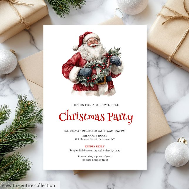 Minimalist Santa Claus Custom Holiday Dinner   Invitation (Minimalist Santa Claus Custom Holiday Dinner Invitation

)