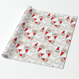 Minimalist Santa Claus Faces Christmas Pattern Wrapping Paper