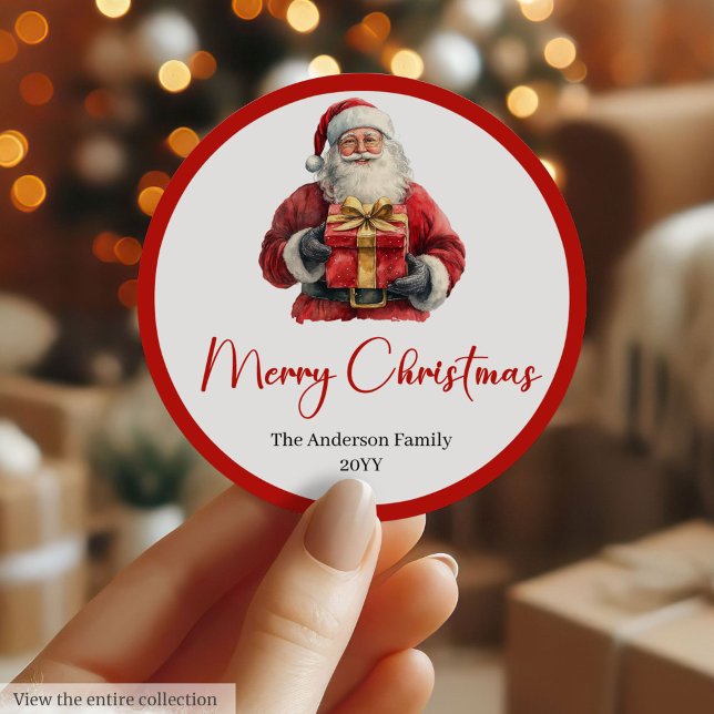 Minimalist Santa Claus Modern Christmas Label (Minimalist Santa Claus Modern Christmas Label)