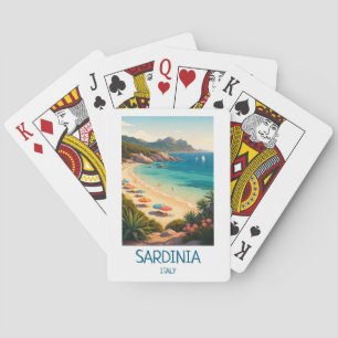 Minimalist Sardinia Italy Vintage Travel Art Playing Cards