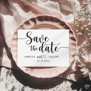 Minimalist Save the Date Black & White Postcard