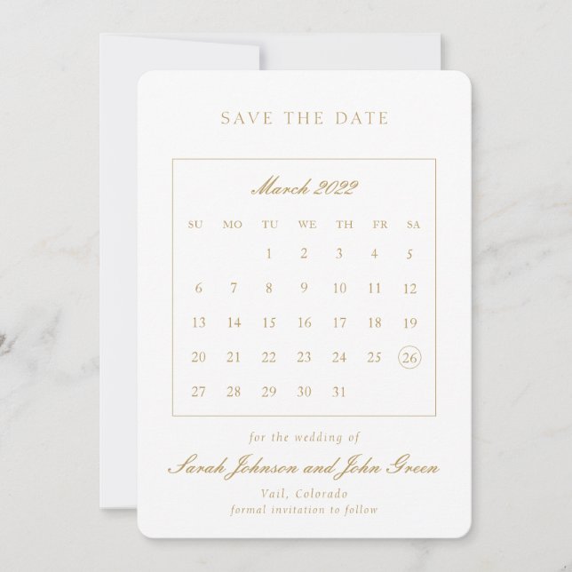 Minimalist Save the Date Calendar (Front)
