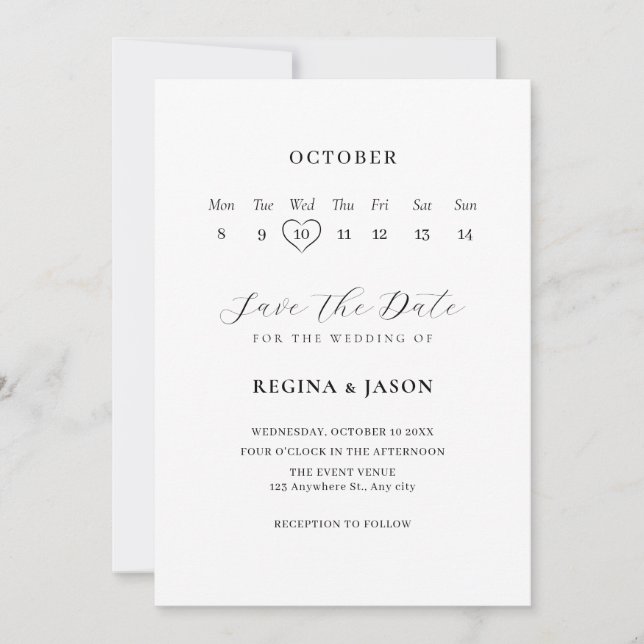Minimalist save the date calender  (Front)