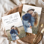 Minimalist Save the Date Handwritten Photo<br><div class="desc">Modern and Elegant Handwritten Script Photo Save the Date Wedding Card. The save the date invitation card includes a chic and stylish typography with a simple and minimalist design on a white background that you can add your customised engagement photograph picture to.</div>