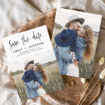 Minimalist Save the Date Handwritten Photo<br><div class="desc">Modern and Elegant Handwritten Script Photo Save the Date Wedding Card. The save the date invitation card includes a chic and stylish typography with a simple and minimalist design on a white background that you can add your customised engagement photograph picture to.</div>