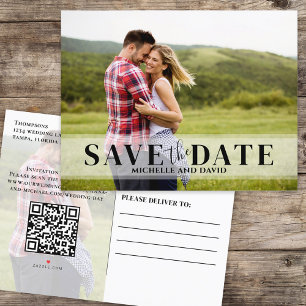 Minimalist Save the Date Photo   QR Code Website Announcement Postcard