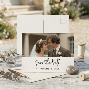 Minimalist Save The Date Postcard With Photo