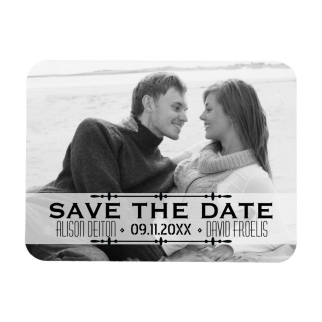 Minimalist Save the Date simple wedding photo Magnet (Horizontal)