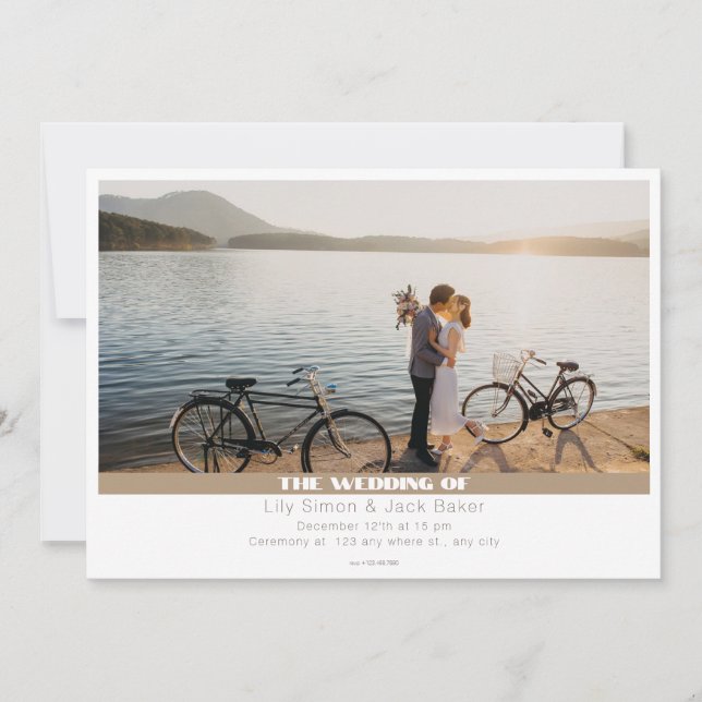 Minimalist Save the date/wedding photo elegant Invitation (Front)