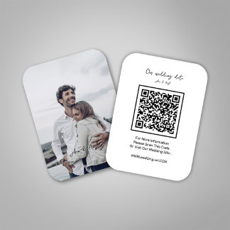 Minimalist save the date Wedding Website QR Code Enclosure Card
