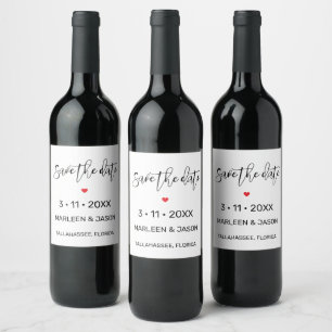 Minimalist Save the date Wine Label