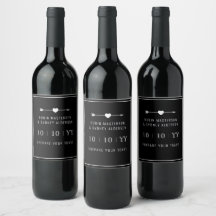 Minimalist | Save The Date | Wine Label | Black