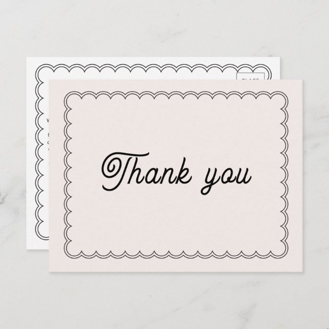 Minimalist Scalloped border Thank You postcard (Front/Back)