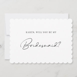 Minimalist scalloped edge bridesmaid proposal card
