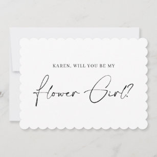 Minimalist scalloped flower girl proposal card