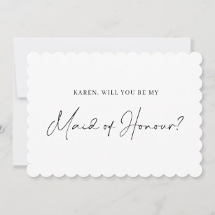 Minimalist scalloped maid of honour proposal card