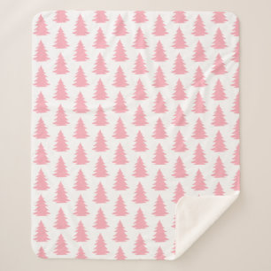 Minimalist Scandinavian Folk Pink Tree Forest Sherpa Blanket