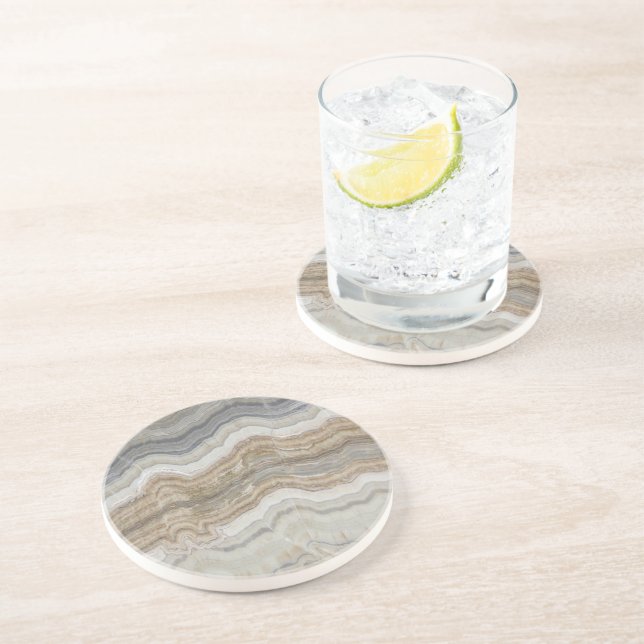 minimalist scandinavian granite brown grey marble coaster (Side)