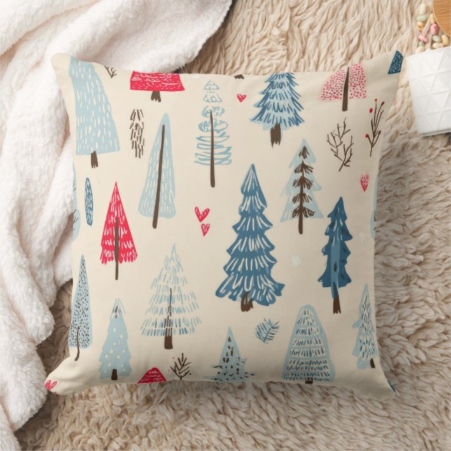 Minimalist Scandinavian Tree Forest Pattern Cushion (Blanket)