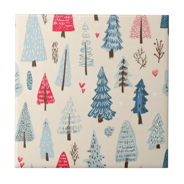 Minimalist Scandinavian Tree Forest Pattern Tile (Front)