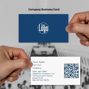 Minimalist Scannable Blue & White Company Business Card