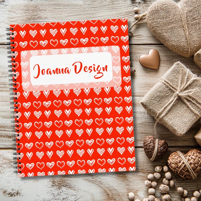Minimalist Scarlet Chic Lace White Hearts  Notebook (Creator Uploaded)