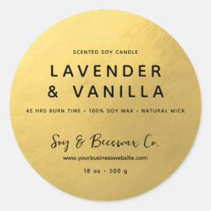 Minimalist Scented Soy Beeswax Candle Gold Classic Round Sticker
