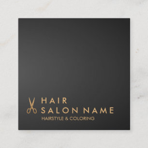 Minimalist Scissors Hair Stylist Black Gradient Square Business Card