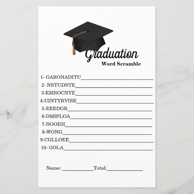  Minimalist Scramble word grauation party game (Front)