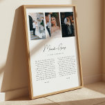 Minimalist Script 3-Photo Custom Wedding Vows Poster<br><div class="desc">Minimalist Script 3-Photo Custom Wedding Vows Wall Art Print. Personalize this modern and elegant black and white wedding poster print with three of your favorite wedding photos, bride and groom names in script lettering, your wedding date, location, and wedding vows. Perfect as a wedding anniversary gift for your significant other....</div>
