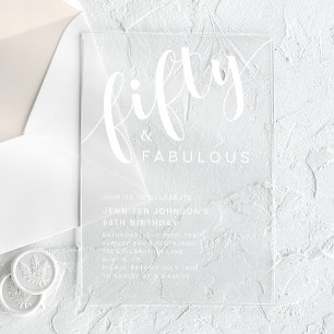 Minimalist Script 50th Birthday Acrylic Invitations