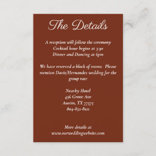 Minimalist Script Amber Rust Red Details Card