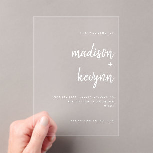 Minimalist Script and Chic Wedding Acrylic Invitations