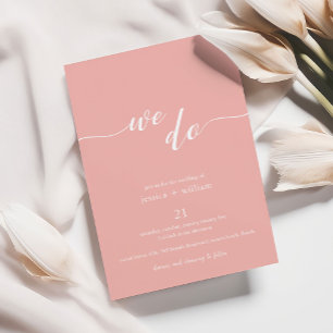 Minimalist Script Apricot We Do Wedding Invitation