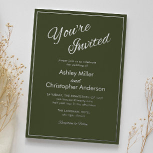 Minimalist Script Army Green Wedding