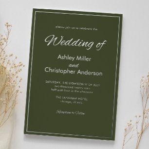 Minimalist Script Army Green Wedding