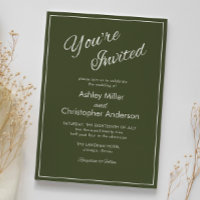 Minimalist Script Army Green Wedding