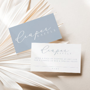 Minimalist Script Baby Shower Diaper Raffle Cards