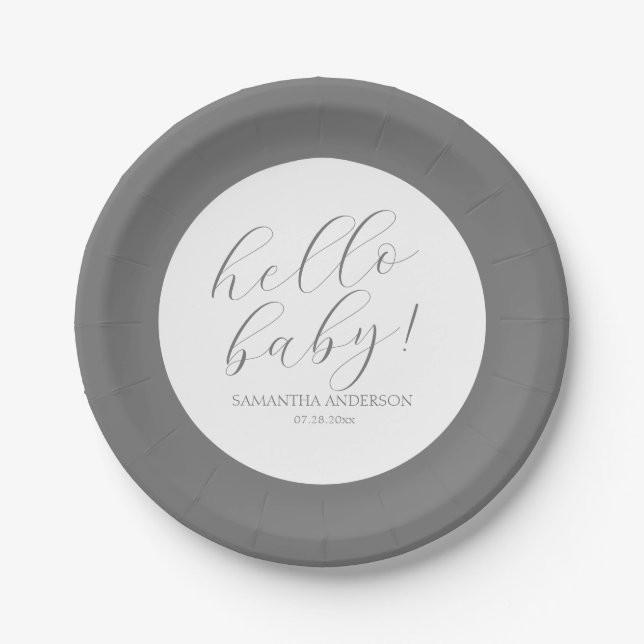 Minimalist Script Baby Shower Paper Plate (Front)