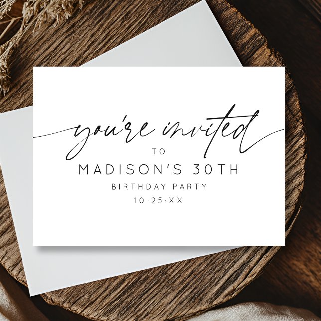 Minimalist Script Birthday Party   Invitation (Creator Uploaded)
