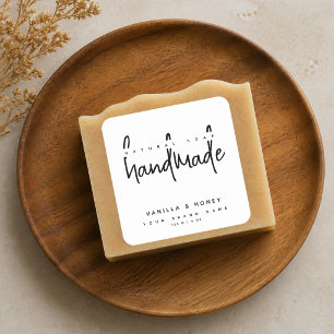 Minimalist script black handmade soap label