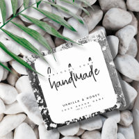 Minimalist script black handmade soap label 
