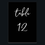 Minimalist Script Black Table Number<br><div class="desc">Help your guests find their seats with this elegant black table card. The letters and numbers are in a script font.</div>