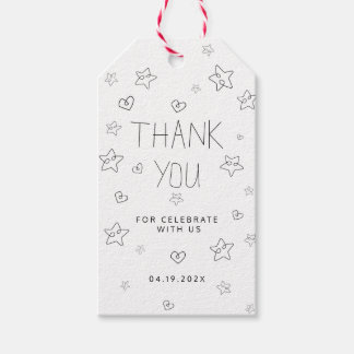 Minimalist Script Black Thank You Baby Shower  Gif Gift Tags