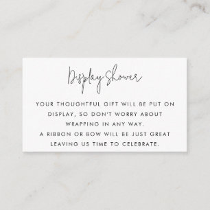 Minimalist Script Black & White Display Shower Enclosure Card