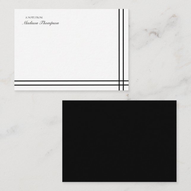 Minimalist Script Black White Double Border Card (Front/Back)