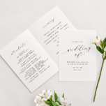 Minimalist Script Black & White Folded Wedding Programme<br><div class="desc">A timelessly elegant monochrome folded wedding program with "wedding of" in large modern calligraphy as a statement,  paired with classic serif font.</div>