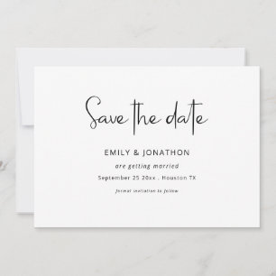 Minimalist Script Black White QR Save The Date